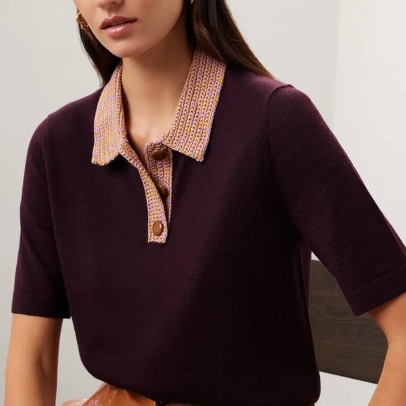Tory Burch Tops - Tory Burch knit collar polo top size xsmall